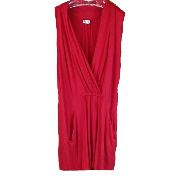 Kut From The Kloth Red Plunging V Neck Midi Dress Surplice Dress - Picture 2 of 8